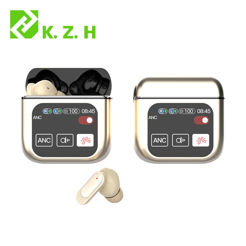 A BT5.4 SE60 ANC Wireless Earbuds with LCD Touch Screen Digital Display V5.3 Bt Gaming Headset Microphone in-ear headphones