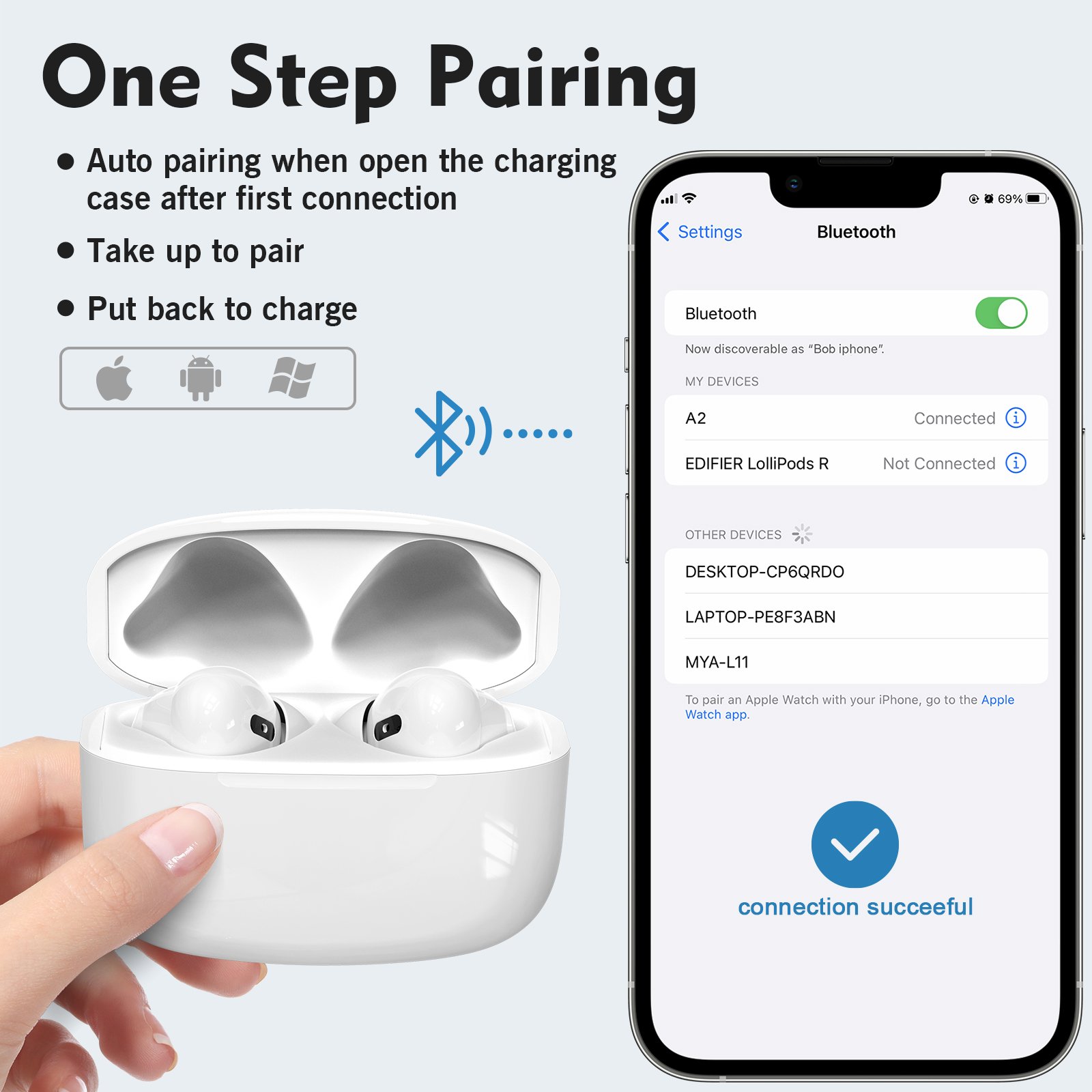 Hot ANC noise-cancelling wireless Blue tooth headphones Waterproof sports game earbuds in-ear earphones For A1 Pro