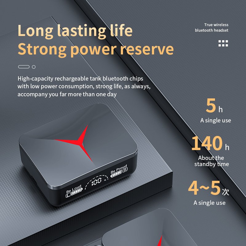 M90 Pro Wireless Earphones ENC Noise-Cancelling Microphone Earphones With 1200mAH Charging Compartment And Power Bank