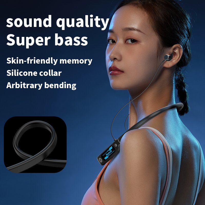 Top Selling Lcd Display ENC earbuds Ear Sports Running Earphone Sports neck hanging headphones