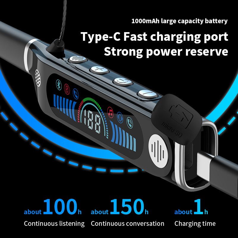 Top Selling Lcd Display ENC earbuds Ear Sports Running Earphone Sports neck hanging headphones