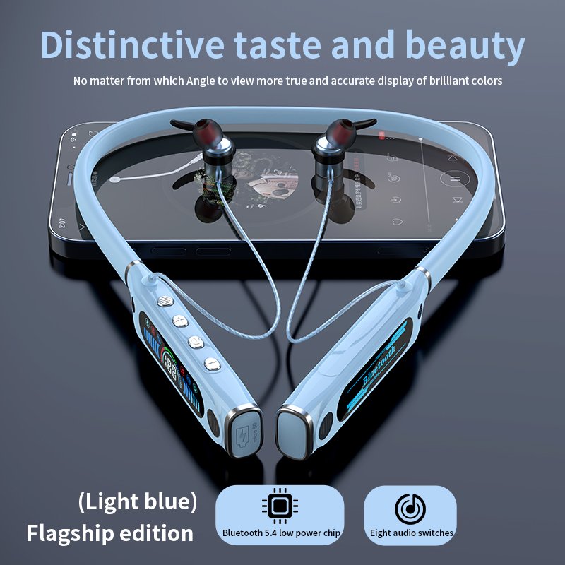 Top Selling Lcd Display ENC earbuds Ear Sports Running Earphone Sports neck hanging headphones