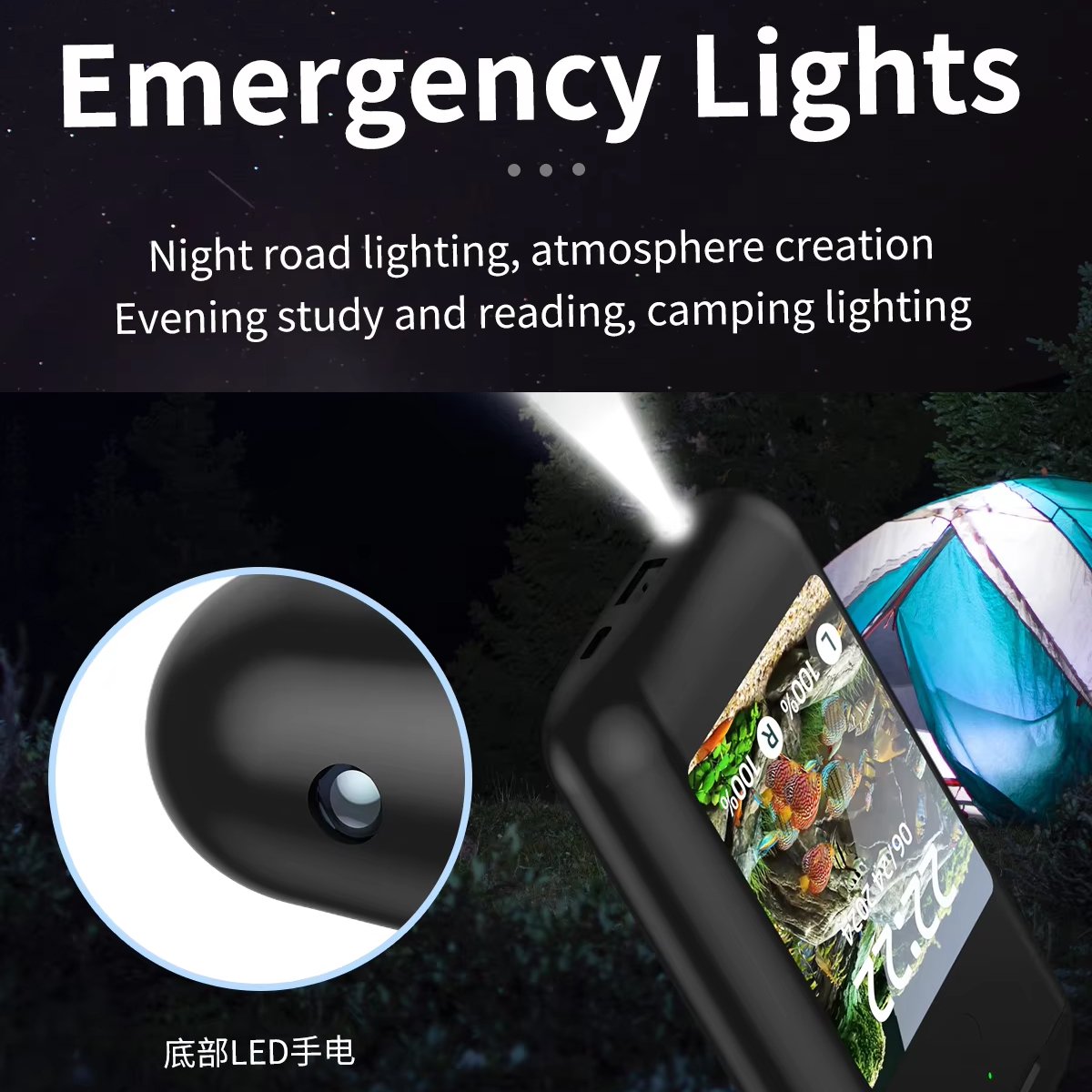 TF20 2.8 Inch Large LCD Touch Color Screen Gaming HIFI Sound Power Bank 5000mah Wireless Headset Headphone in Earbuds Earphone