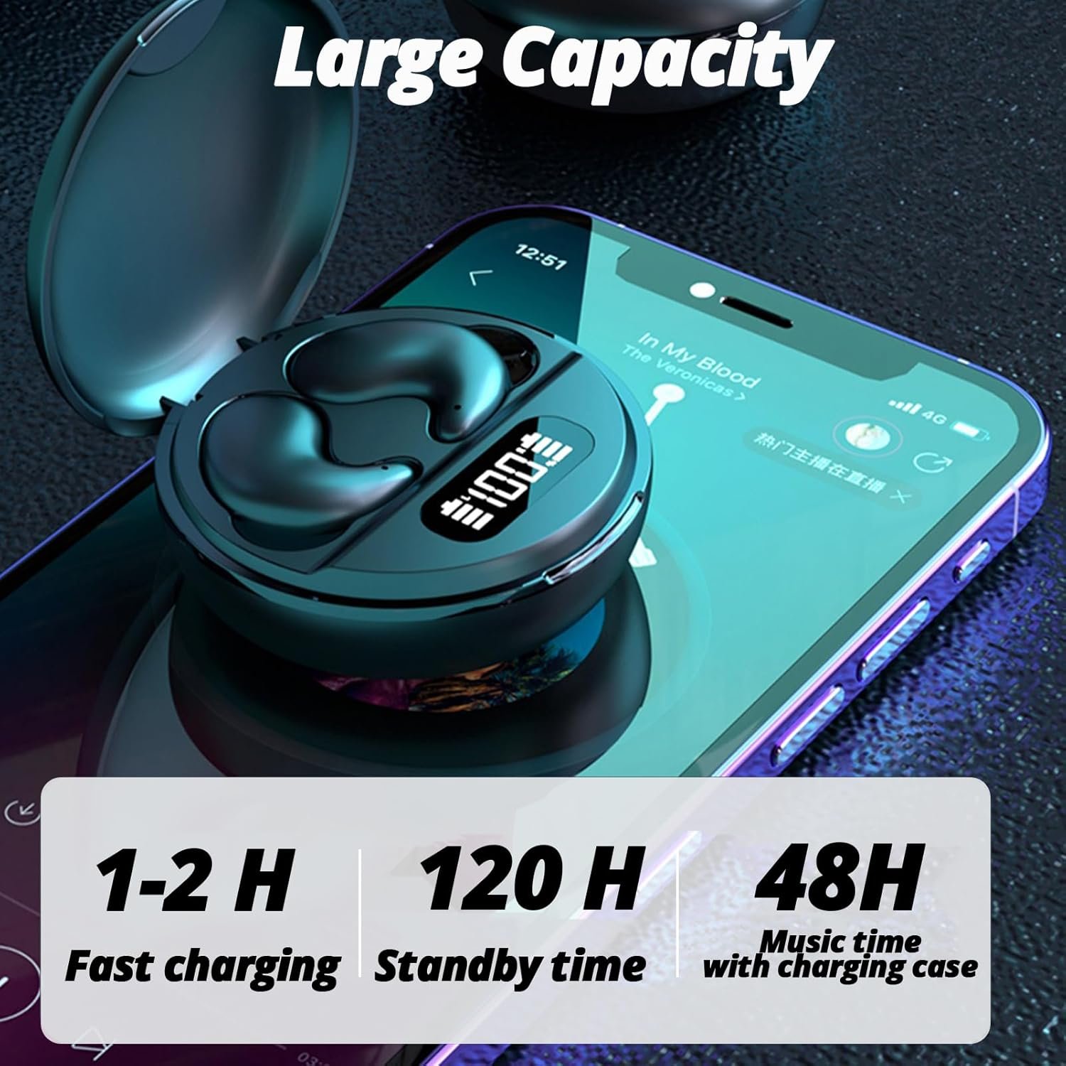 Apple Chipset Comfortable Sleep Mini Earbuds Clear Call Digital Display Battery True Wireless IPX5 Side Sleep Stereo Earbuds