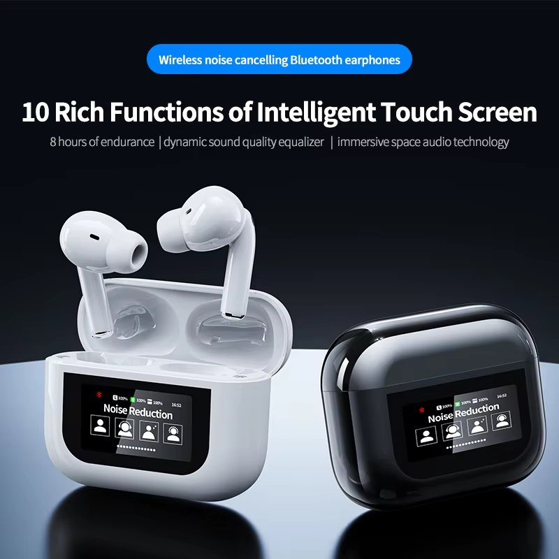 New Wireless TWS Earbuds with LCD Touch Screen ANC Earphones YW07
