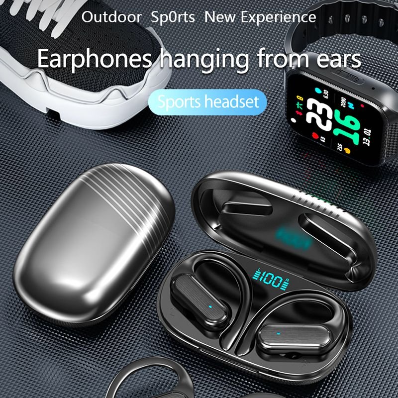 A520 Ear Hook Tws Bt 5.3 Headphone Voice Control Noise Canceling Wireless Earbuds Digital Display Sports Fitness Earphones