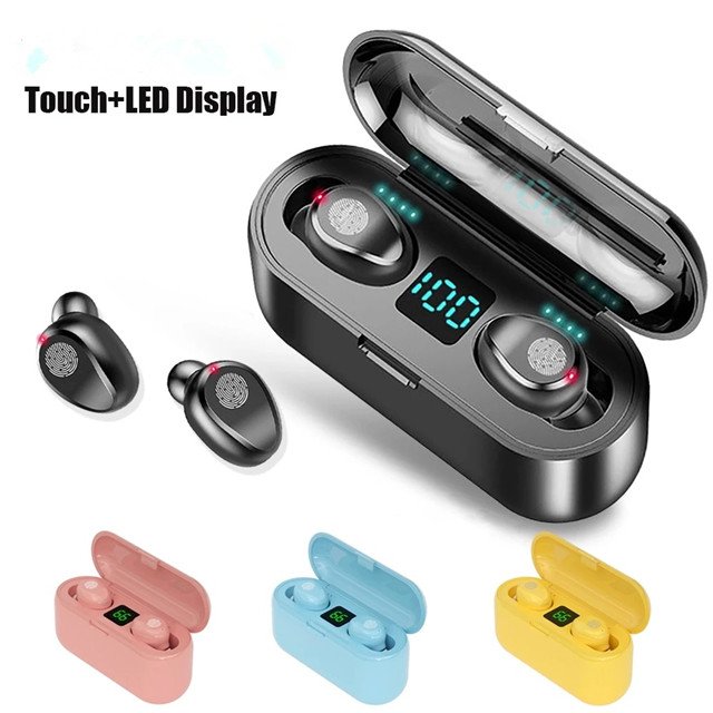 Auto pair 9D cvc noise canceling earbuds tws f9 earphone f9-5c ture wiresss headphone