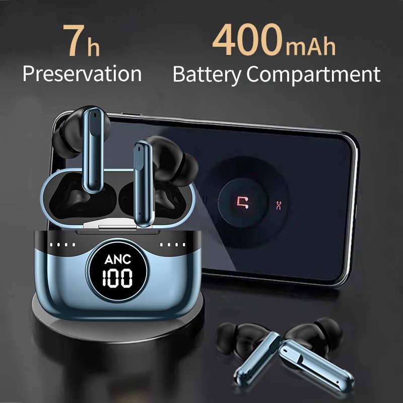 High quality ANC Noise Cancelling Waterproof Earphone IPX-5 LED HIFI In-ear Headphones Tws Wireless Earbuds A9pro Earphones