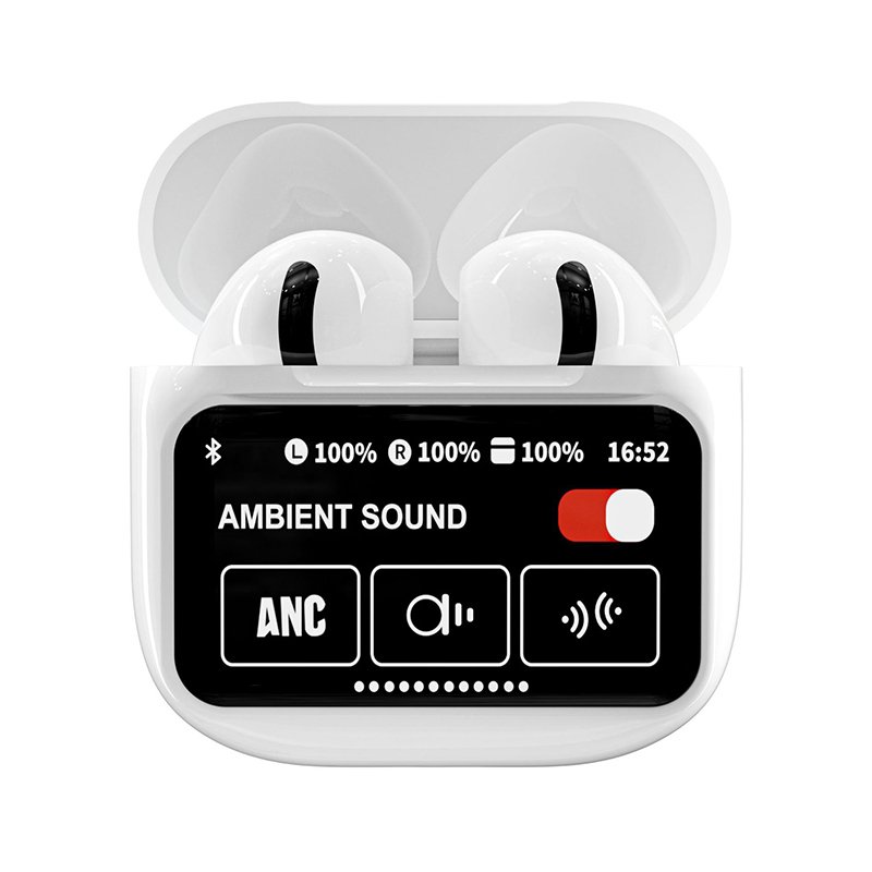 New Product LCD Display Screen ANC Noise Cancelling TWS Earphones with Extended Battery Life In-Ear Bluetooth Headphones