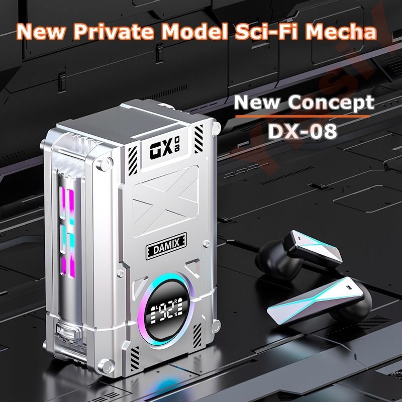 New Custom Whole Price Bt 5.3 DX-08 Cyberpunk Tws Noise Cancelling Low Delay Wireless Earbuds Gaming In-ear Earphone Headphone