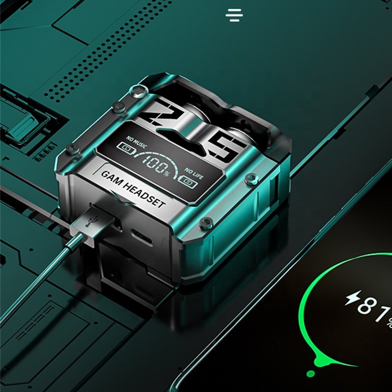 M25 TWS Earphone Waterproof Headphones Gaming Wireless Earphones Headsets in Ear Portable Charging Box with Digital Display