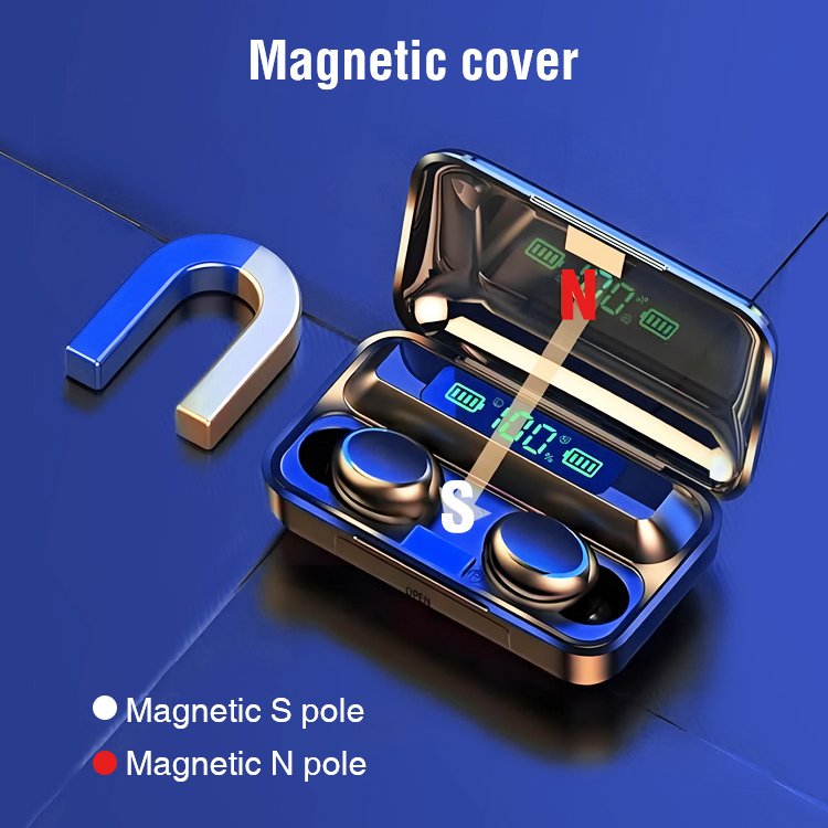 True Wireless F9 Black Headsets 5.3 Sport For Gaming Headphone Anc In Ear Earbuds With Power Bank Noise Cancelling Tws Earphone