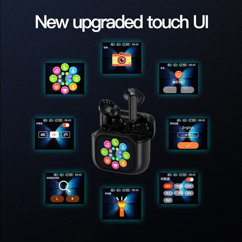 ANC ENC BY16 TWS Earphone LCD Color Touch Screen Long Battery Life True Wireless Earphones Music Play Good Sound Earbuds BY-16
