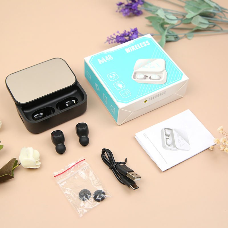 M48 Sports Waterproof Earbuds HiFi Music Earphone Noise Cancelling HD Call Wireless Earbuds