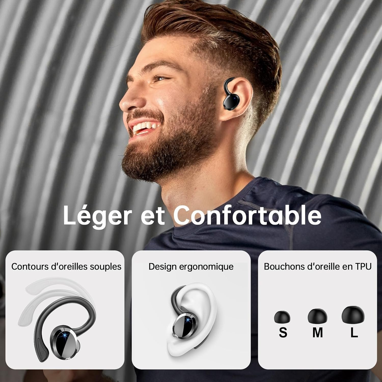 The new Q38 ear mounted wireless Smart 5.3 Bluetooth headset digital display power