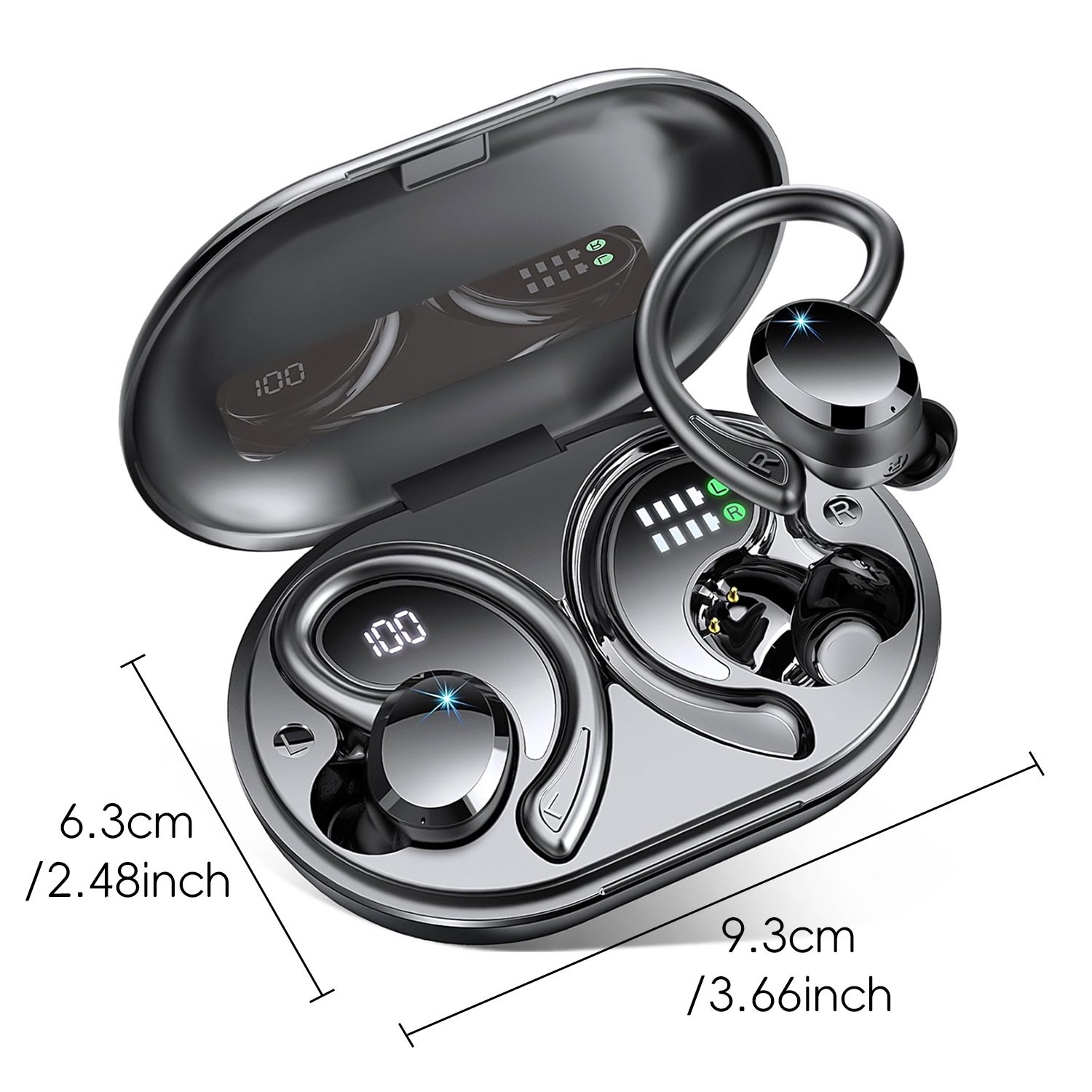 The new Q38 ear mounted wireless Smart 5.3 Bluetooth headset digital display power