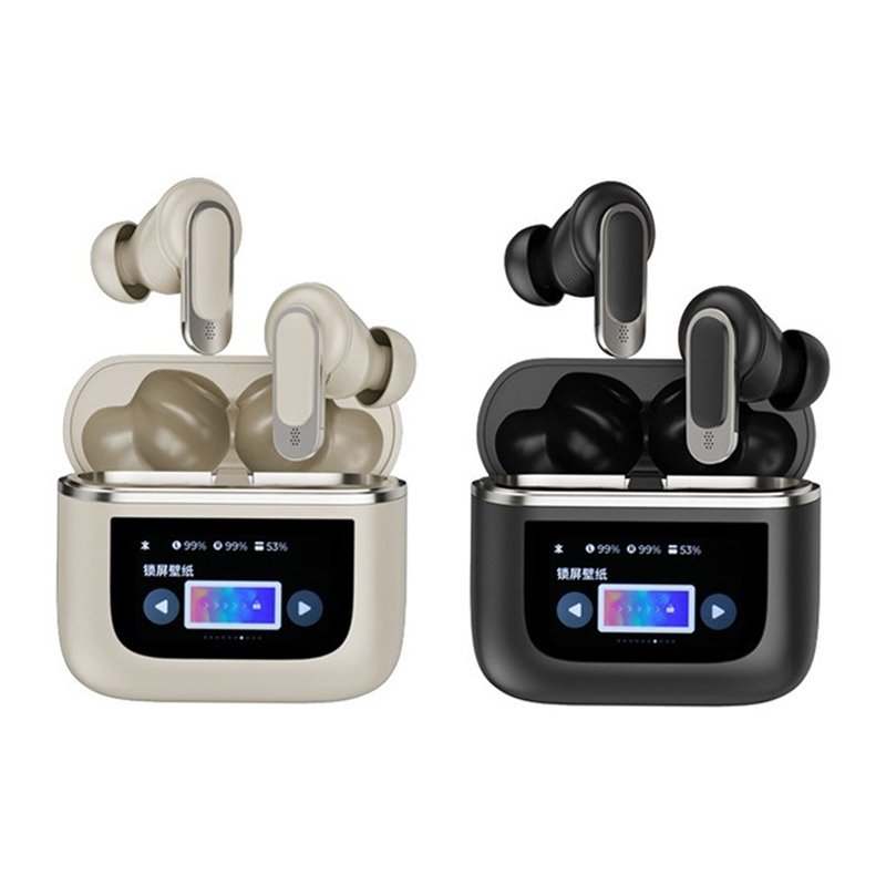 2024 New Shenzhen B2B Marketplace V8 LCD Touch Screen Music True Wireless Earphones Noise Cancelling Headphones