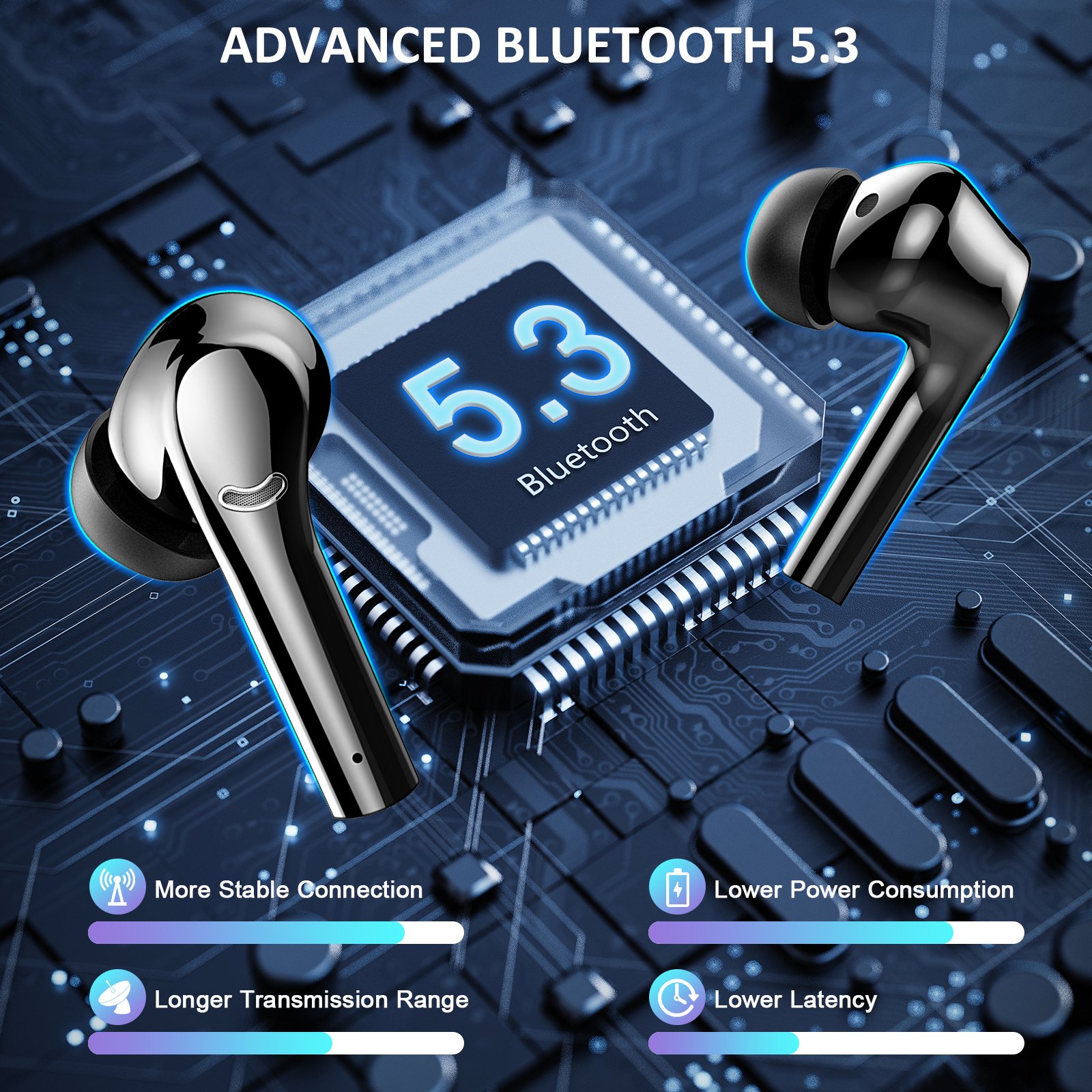 2024 New Tws Active Noise Cancelling Earphones Wireless Headphones Waterproof Sports Headset J5 Pro Anc Enc Wireless Earbuds