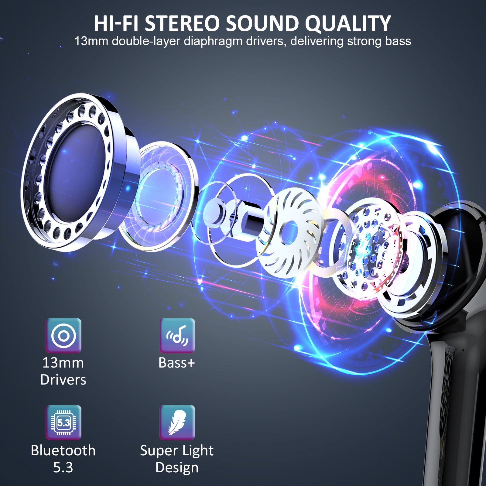 2024 New Tws Active Noise Cancelling Earphones Wireless Headphones Waterproof Sports Headset J5 Pro Anc Enc Wireless Earbuds