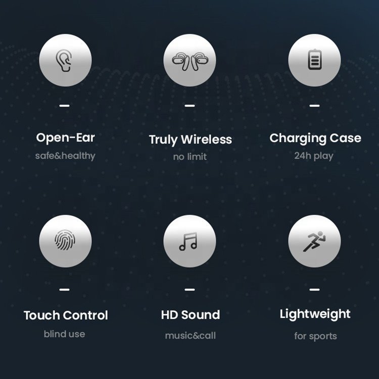 Open-Ear Design Sports Tws Wireless Bluetooth Earphones Headphones Headsets