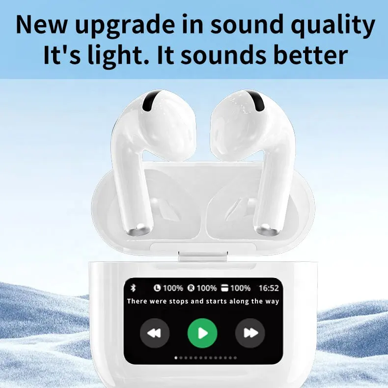 2024 New Wireless Anc Double Mic Enc Headset With Five Sound Effects Headphone Trend Led Touch Screen Tws Earbuds Sport Earphone