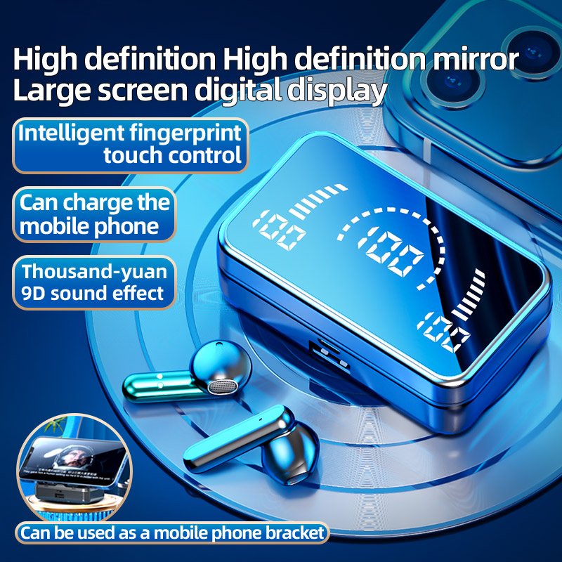 S20 Mirror-LED Tws Earbuds Intelligent Digital Display Wireless Earphones Headphones Headsets