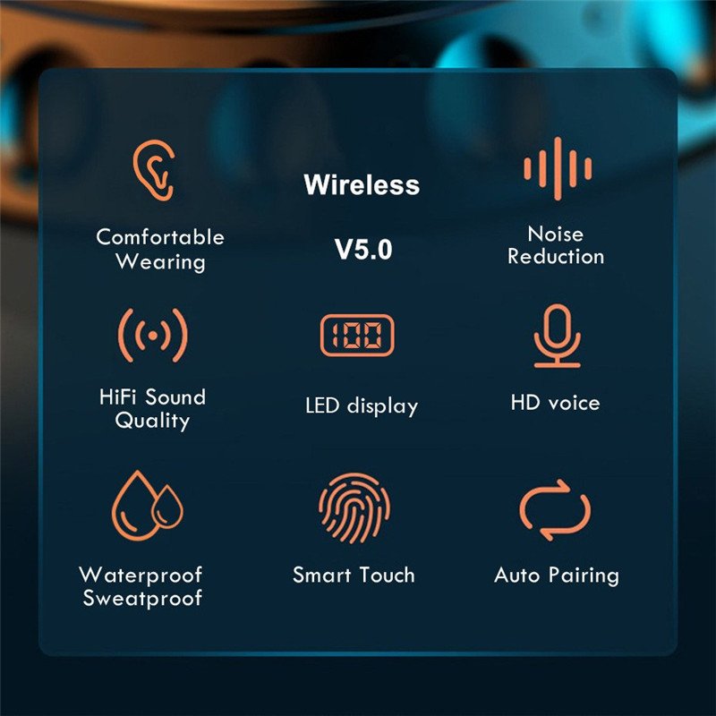 Hot Selling Hifi Sound Wireless Earphone F9-5C Noise Cancelling TWS Earphones Game Headphone With Led Display