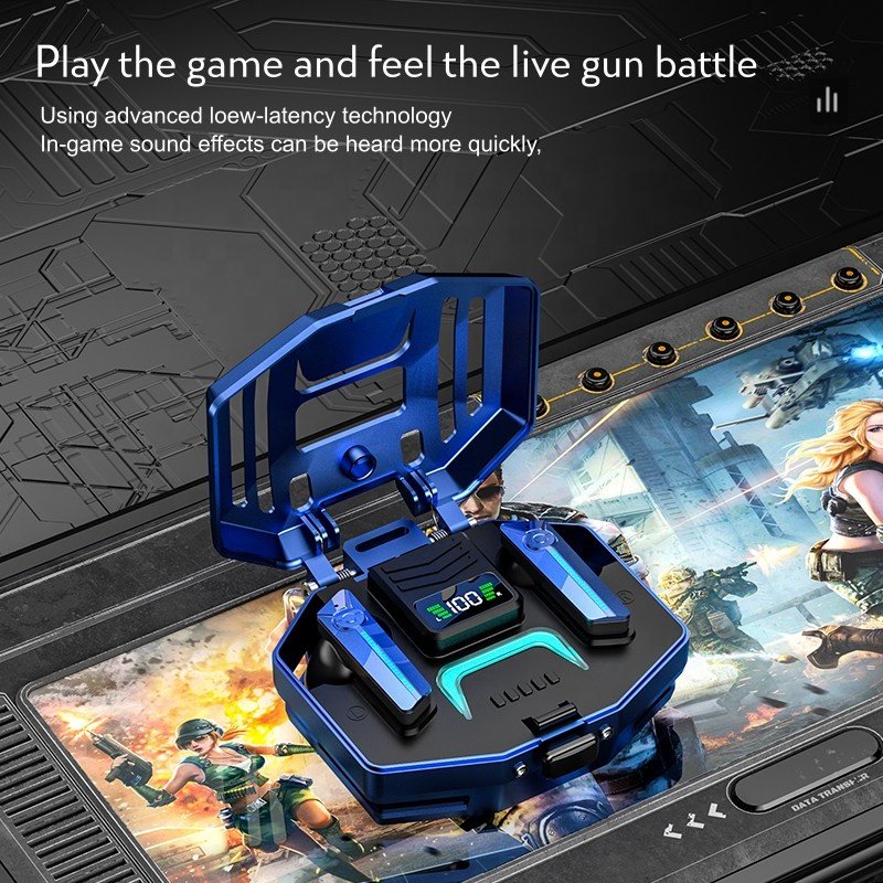 DX-05 Gaming In-ear Headsets Led Light Wireless Earbuds Custom Wholesale Earphone Headphones Mecha Tws Gaming Earphones DAMIX
