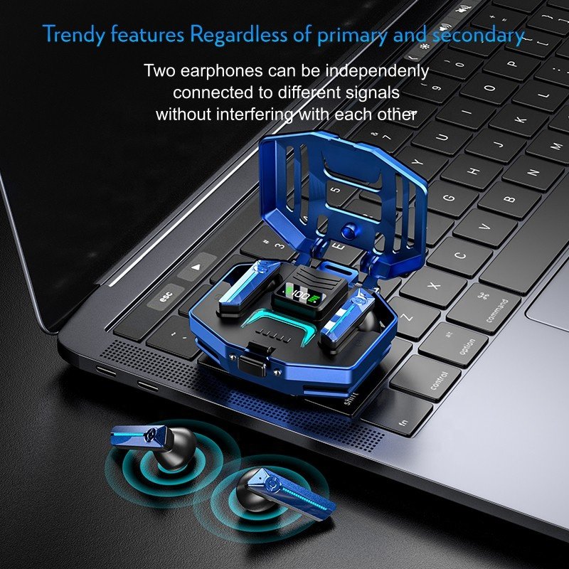 DX-05 Gaming In-ear Headsets Led Light Wireless Earbuds Custom Wholesale Earphone Headphones Mecha Tws Gaming Earphones DAMIX