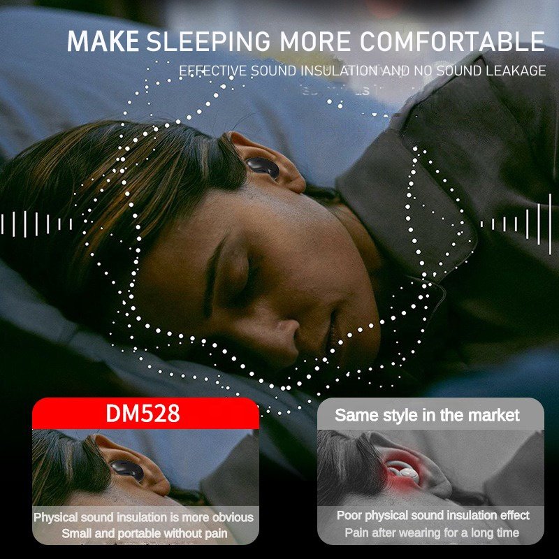 Dodoup MD528 Invisible Sleep Wireless Earphone TWS Bluetooth Hidden Earbuds IPX7 Waterproof Noise Cancelling Sports Headphones