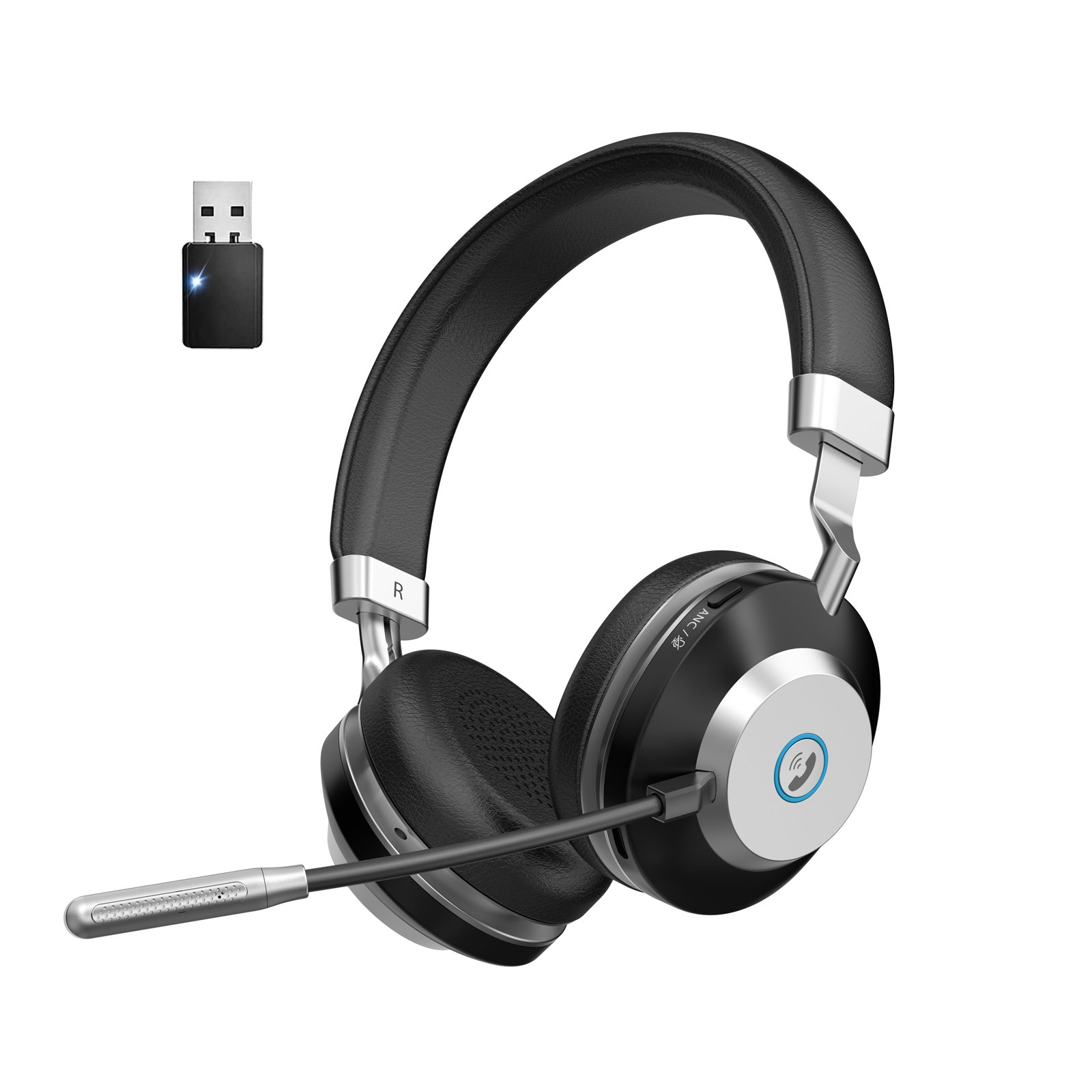 2024 New ANC And ENC wireless gaming Headphone Active Noise Cancelling Headset Bluetooth gaming on-ear Headphone with Microphone
