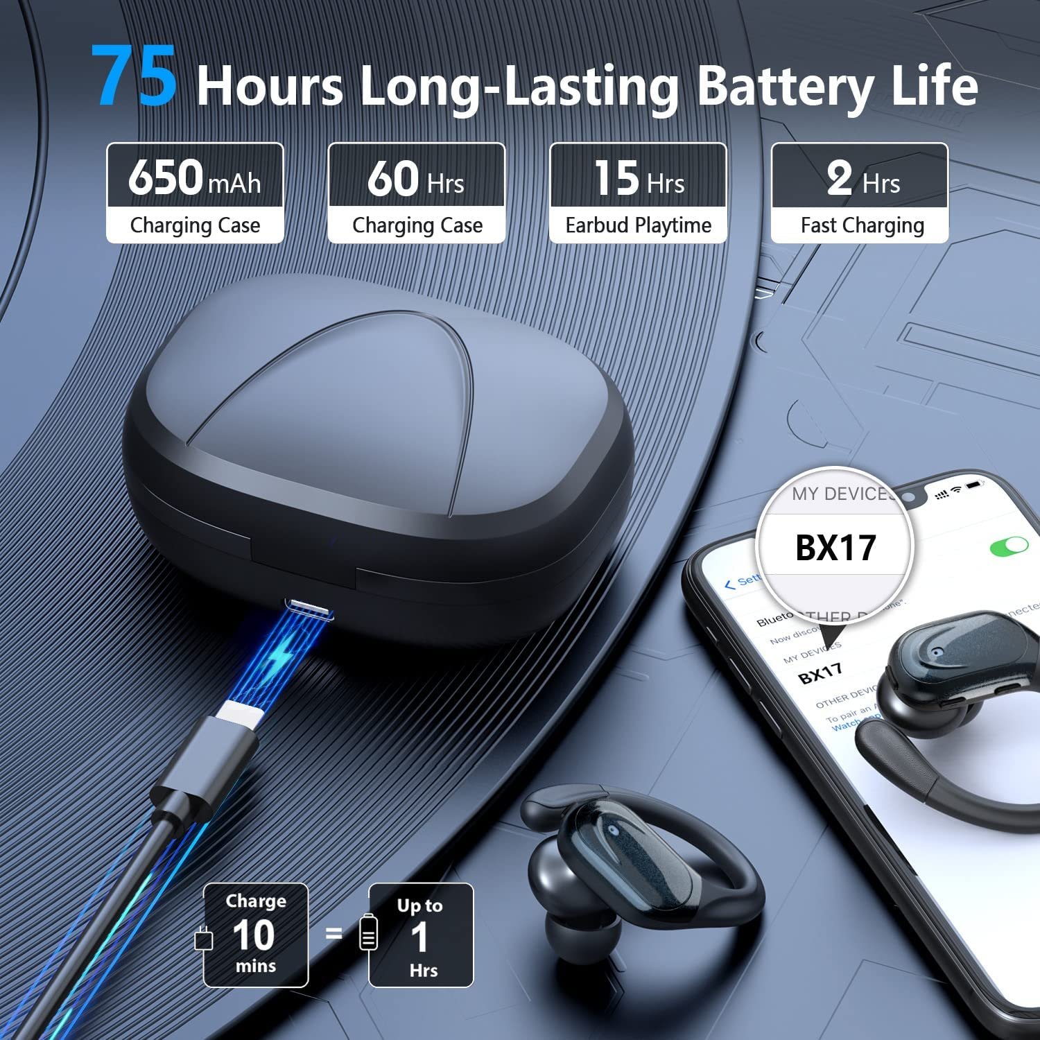 BX17 Top Quality Auricula Wireless Earbuds TWS Earbuds 2024 Noise Cancelling True Stereo Sports Waterproof With Mic Earphone
