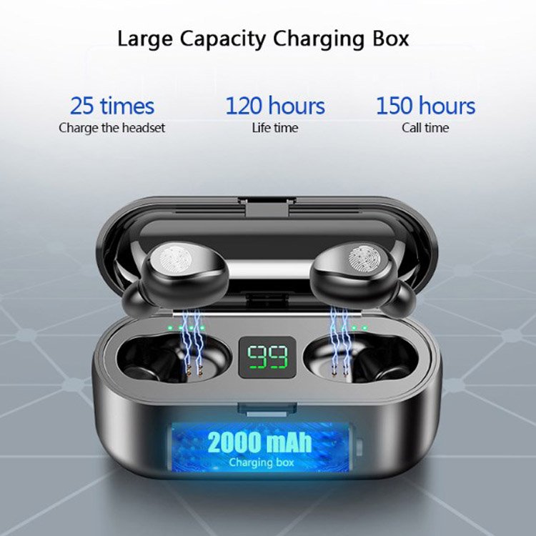 F9 Tws Noise Cancelling Mini In-ear True Wireless Headphone 5.0 Sports Gaming Headset Lcd Display Wireless Earbuds Earphone F9