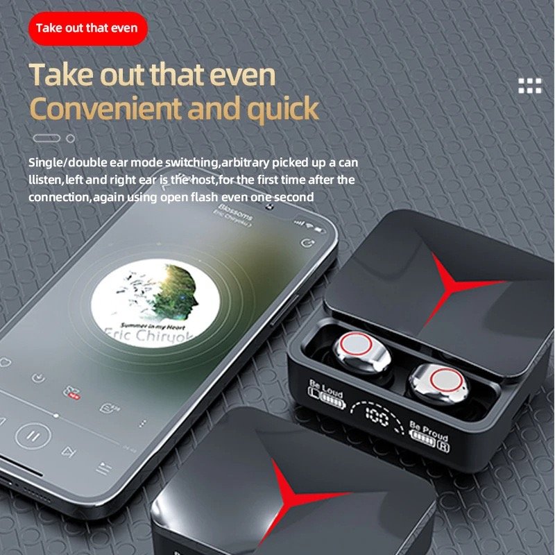M90proTWS in-ear earphones Low Latency Gaming Led Light Headset sports noise-canceling digital display headphones
