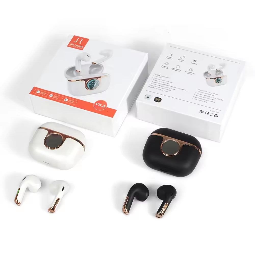 J1 True Wireless Earphones HIFI Sound 4 Microphone HD Call Earbuds with Noise Cancelling and Support Wireless Charging
