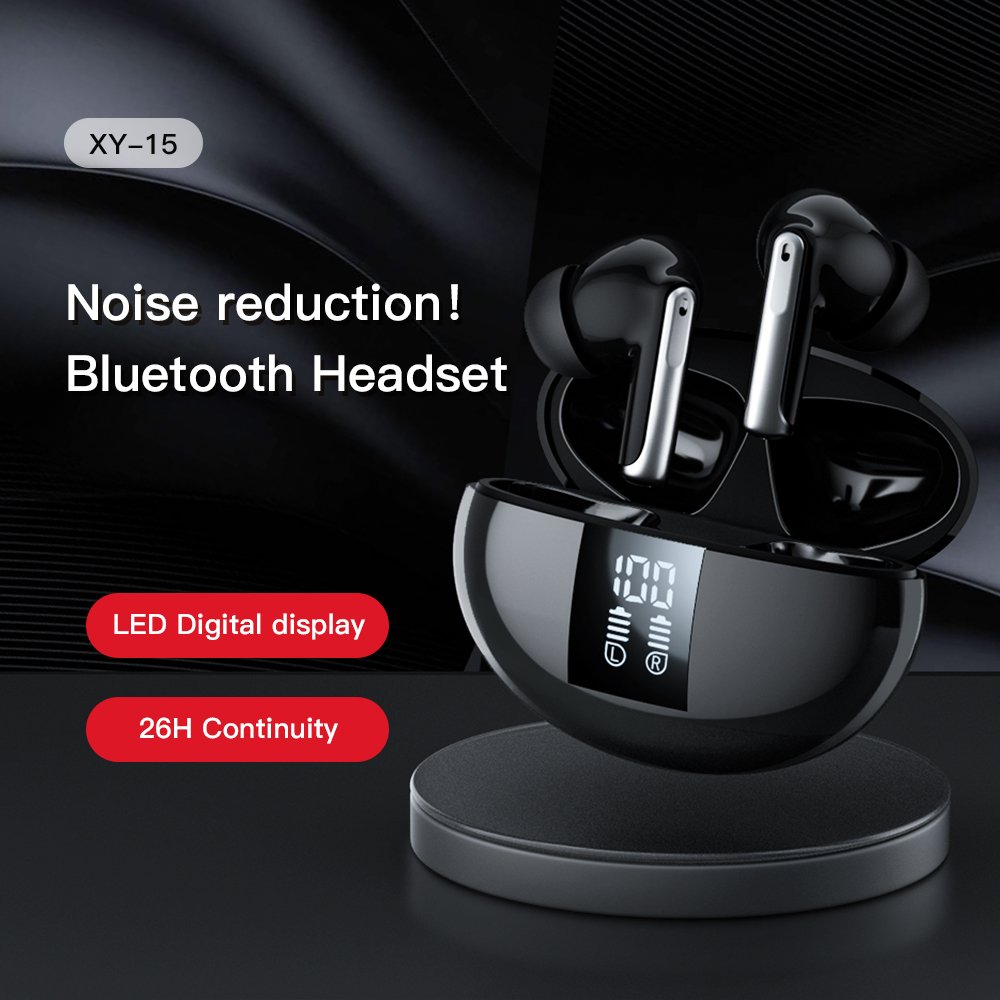 XY-15 ANC ENC Earbuds TWS Wireless Headphones BT 5.3 LED Display Earphones Dual Mics Noise Cancellaing Sports Earbuds