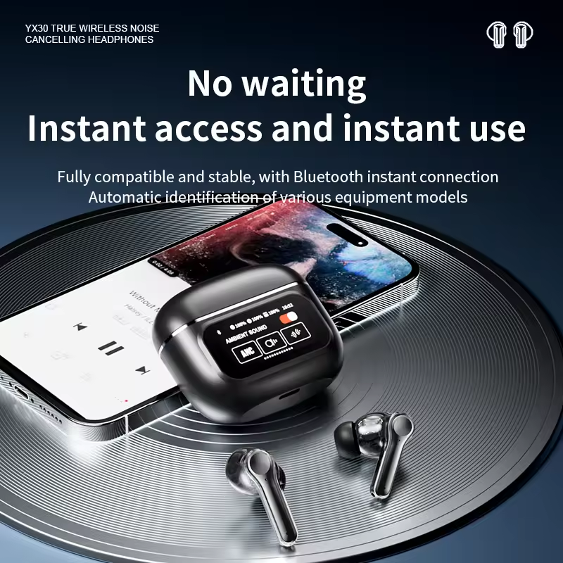 2024 MOBOX Wireless Earbuds True Wireless HiFi Music Earphones LCD Color Touch Screen Headphones Sports Mic Headset