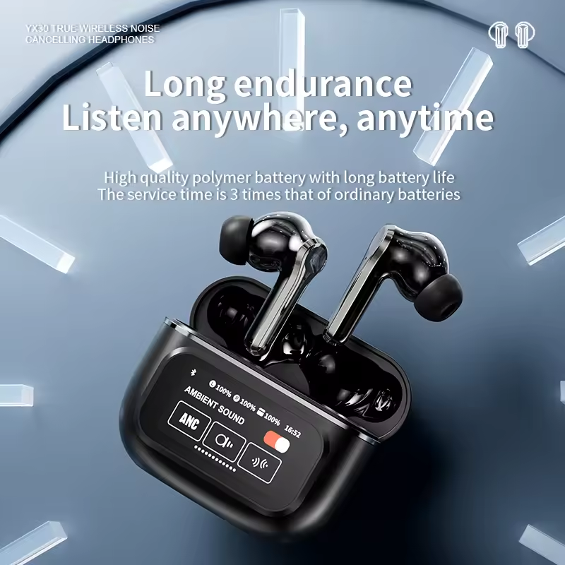 2024 MOBOX Wireless Earbuds True Wireless HiFi Music Earphones LCD Color Touch Screen Headphones Sports Mic Headset