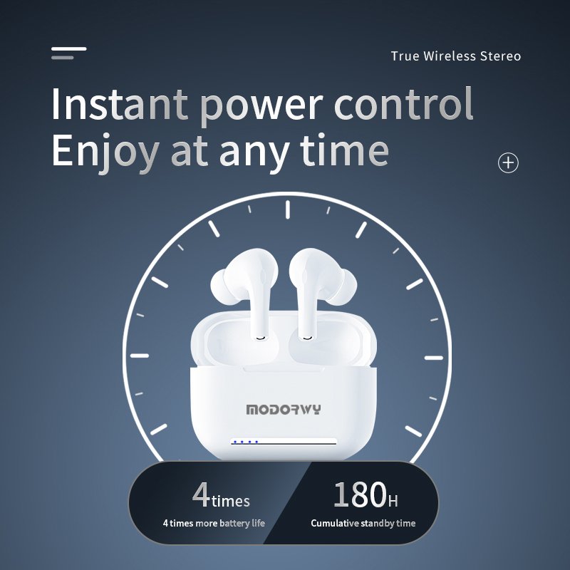 True Wireless Stereo TWS Earphones White LFD light display Noise Cancelling BT handsfree type c Travel Sports earphone