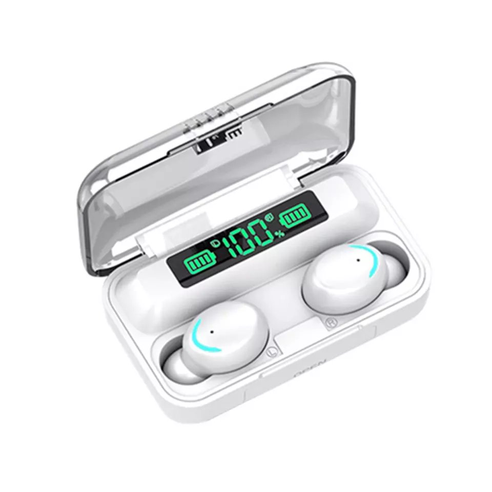 Wholesale high quality F9-5 sports earphones wireless stereo headset F9 with power bank case for mobile phone headphone F9 5