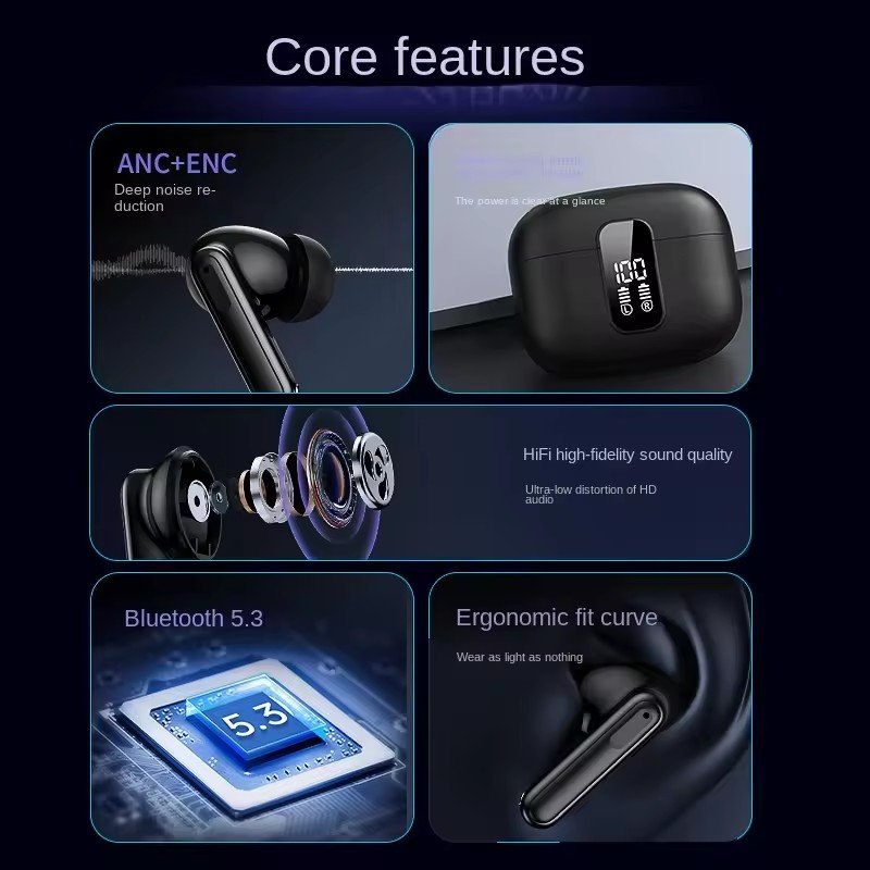 2024 High quality Y40 HIFI Noise cancelling headphones BT TWS Earbudsheadsets waterproof True wireless stereo earphones