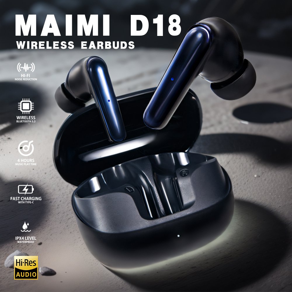 Maimi waterproof sports bluetooth 5.3 true wireless earbuds low latency gaming in ear non-noise cancelling tws earphones