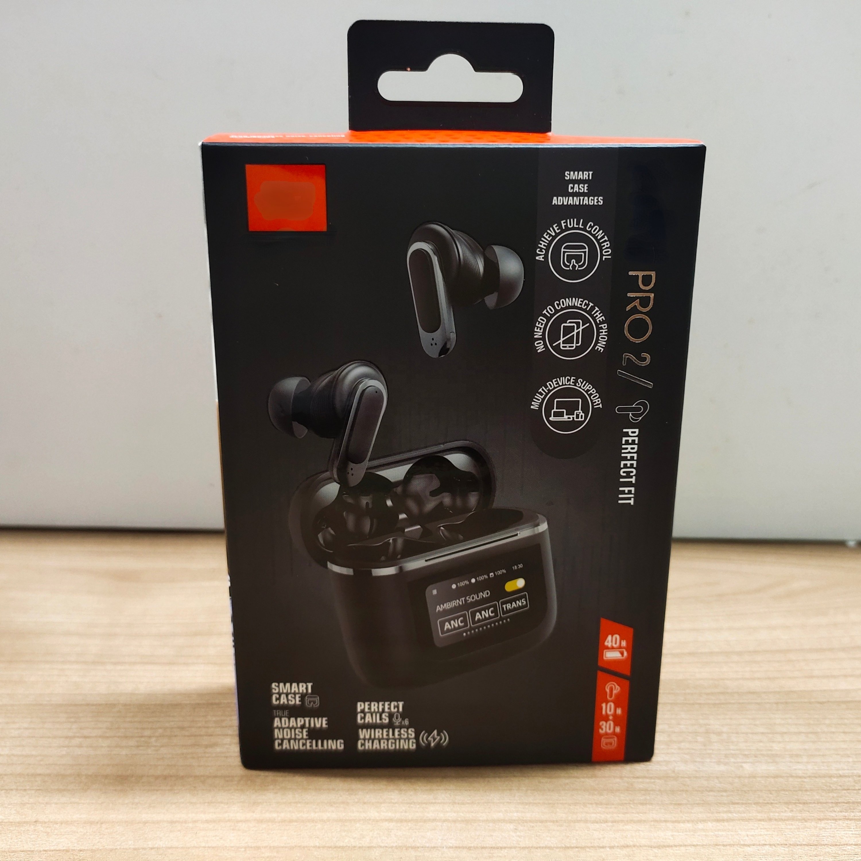 ANC Wireless Earphones with Noise Cancelling Sport Earbuds Headset Smart LCD Touch Screen Microphone Fast Charging V8 Earphone