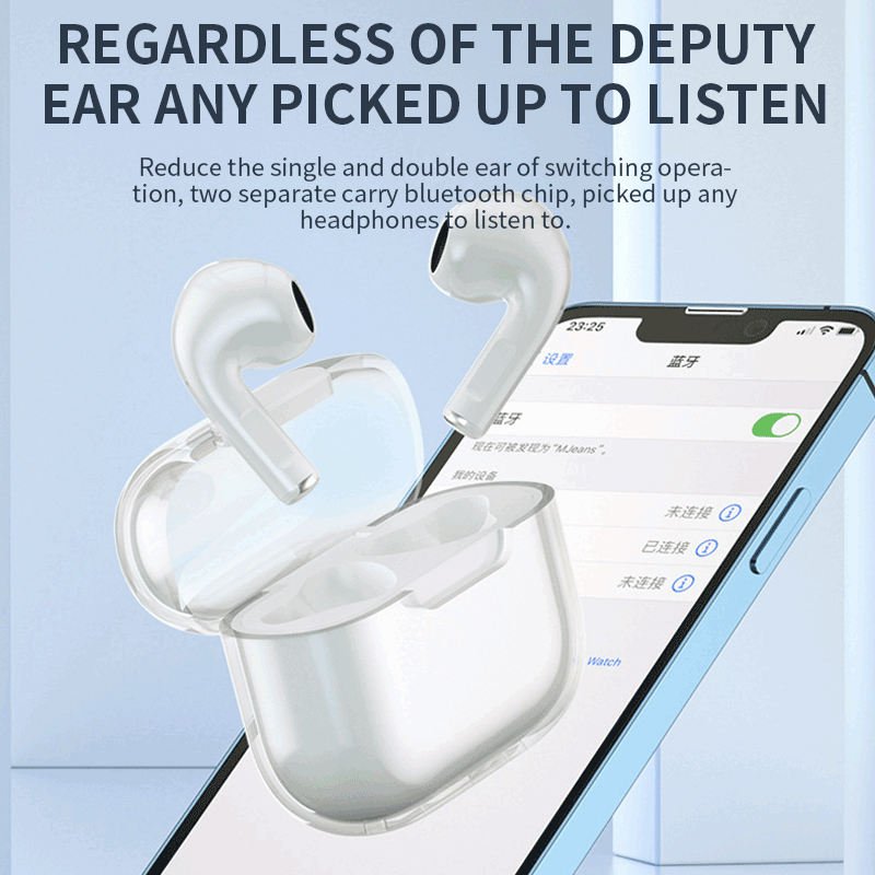 Eraysun M15 TWS Earbuds Bt 5.2 Wireless Noise Cancelling Gaming Earphones Transparent Outer Compartment Waterproof Headphones