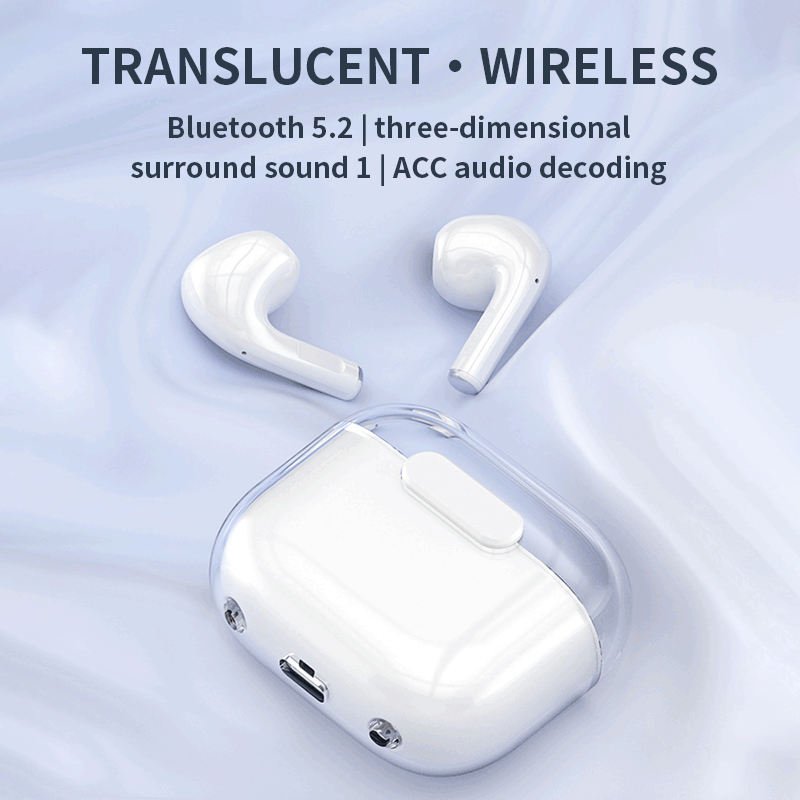 Eraysun M15 TWS Earbuds Bt 5.2 Wireless Noise Cancelling Gaming Earphones Transparent Outer Compartment Waterproof Headphones