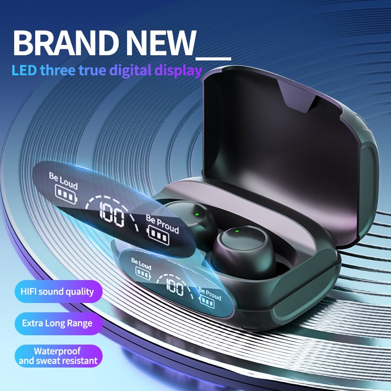 OEM ODM Wireless TWS Earbuds with Large Battery Capacity and ENC LED Screen Display Headphone Digital Battery Indicator