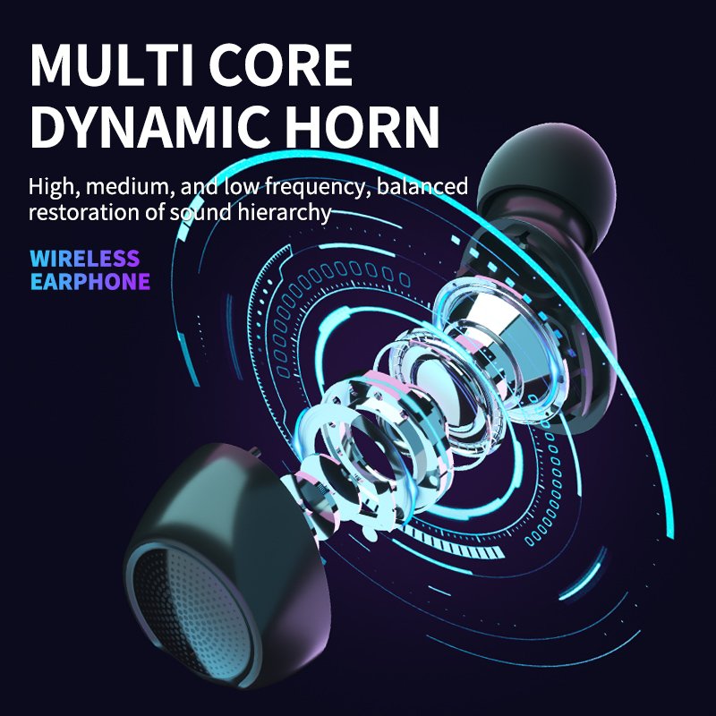 OEM ODM Wireless TWS Earbuds with Large Battery Capacity and ENC LED Screen Display Headphone Digital Battery Indicator