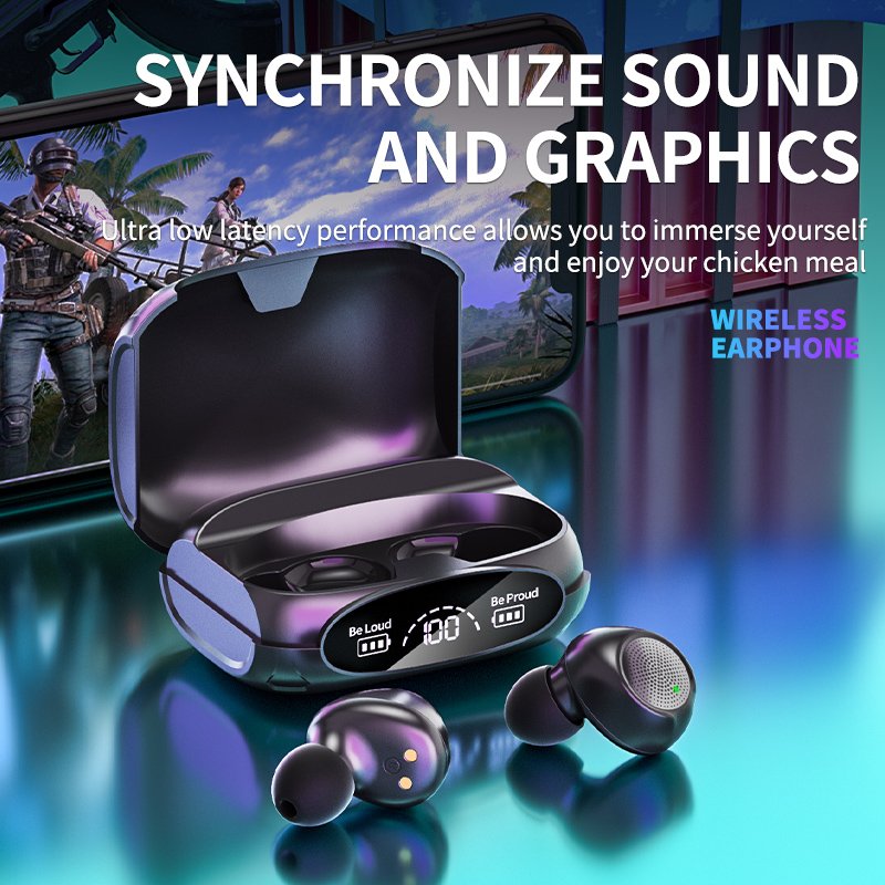 OEM ODM Wireless TWS Earbuds with Large Battery Capacity and ENC LED Screen Display Headphone Digital Battery Indicator