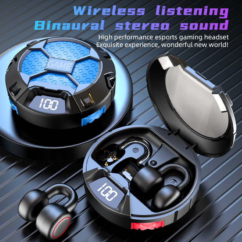 K23 Ear Clip Sports Earphones 45-65ms Low Latency TWS Gaming Earbuds with Noise Cancelling Microphone and RGB Gaming Lighting