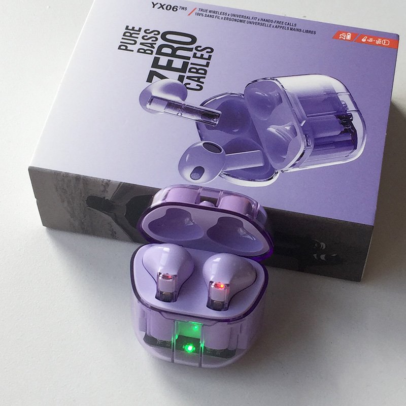 YX06 Transparent TWS Earphone High Quality Wireless Waterproof Earbud & In-ear Headphones with Heavy Bass 5.3 Wireless Earphone
